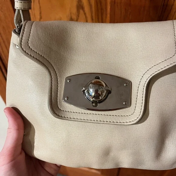 Cream Furla Leather Crossbody Bag - Picture 3 of 5